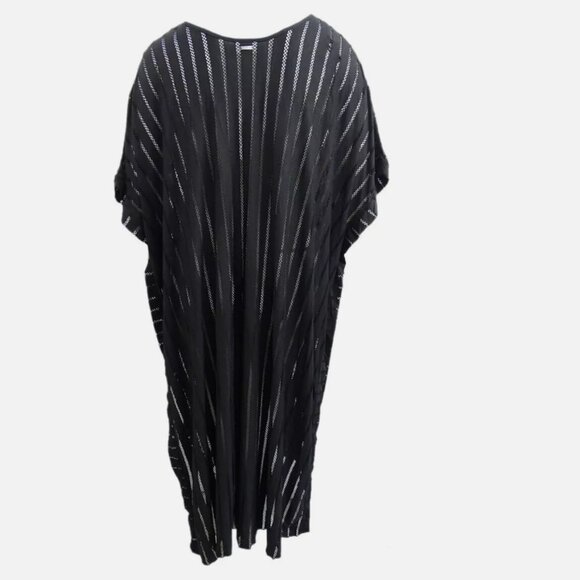 NWT Calvin Klein Women's Striped Maxi Caftan Cover-Up (black, One Size) - Picture 5 of 7